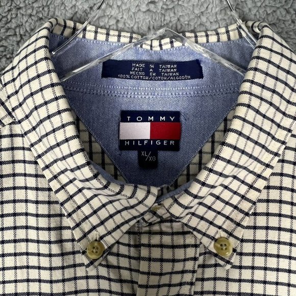 Tommy Hilfiger Mens X-Large Long Sleeve Shirt Blue Plaid Gingham Button Down XL - Picture 6 of 8